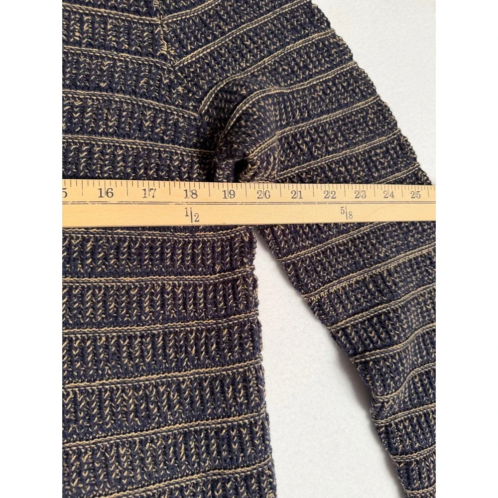 Goodfellow & Co Mens Navy Blue Tan Striped Knit Sweater Medium VN2004856
